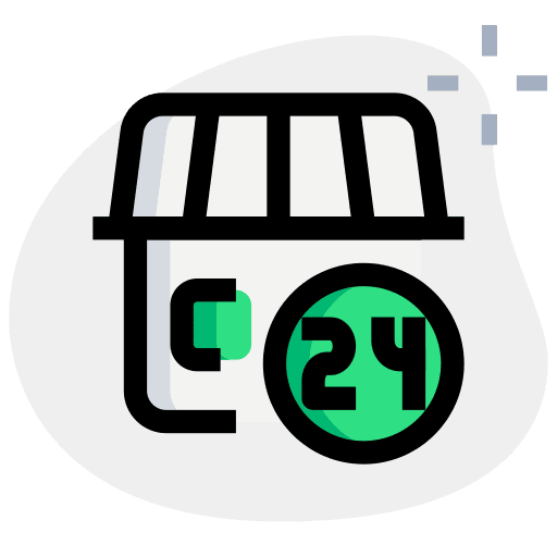 Open 24 hours ecommerce commerce and shopping 7 days icon