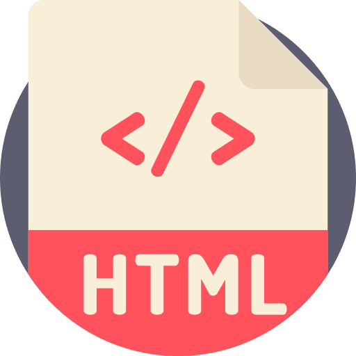 Html html files and folders html code icon