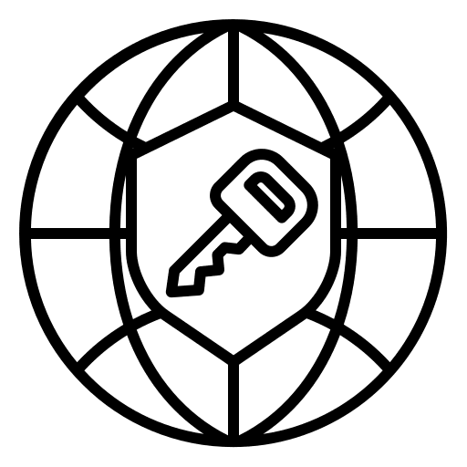 Global padlock protected security icon