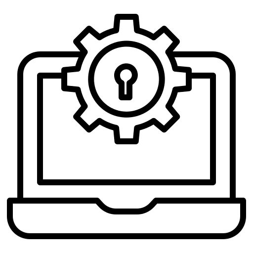 Laptop padlock lock system icon