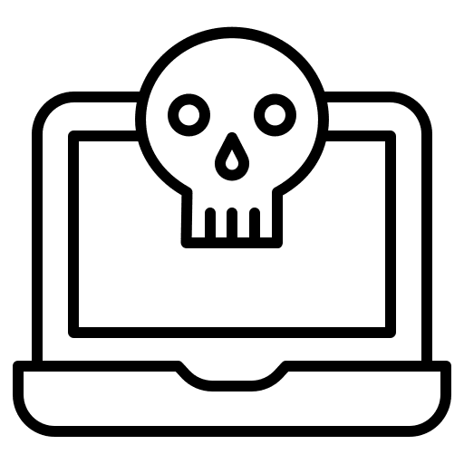 Laptop system skull security icon
