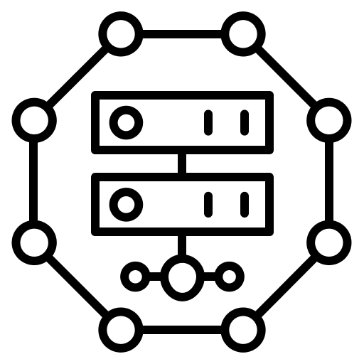 Server hosting database network icon