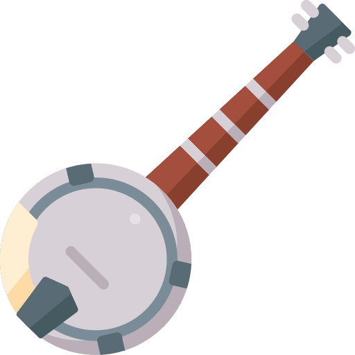Banjo folk music and multimedia string instrument icon Banjo folk music and multimedia string instrument icon