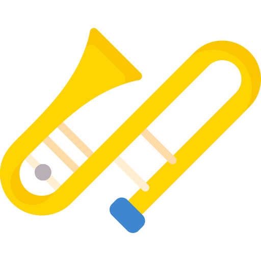 Trombone music and multimedia wind instrument music icon Trombone music and multimedia wind instrument music icon