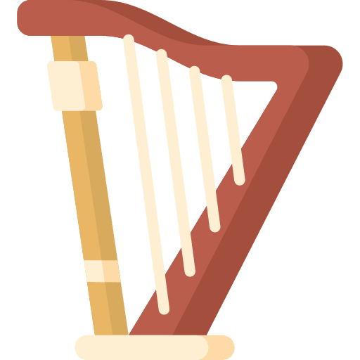 Harp orchestra string instrument music and multimedia icon Harp orchestra string instrument music and multimedia icon