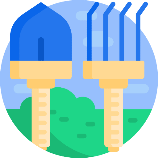 Gardening tools farming tools rake shovel and rake icon Gardening tools farming tools rake shovel and rake icon
