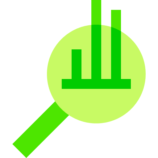 Analytics magnifying glass loupe statistics icon