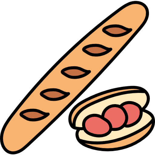 Baguette food and restaurant handmade baguette icon