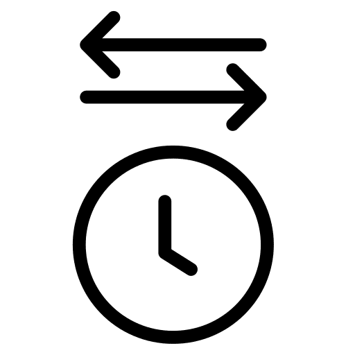 Check in clock arrows arrow left icon