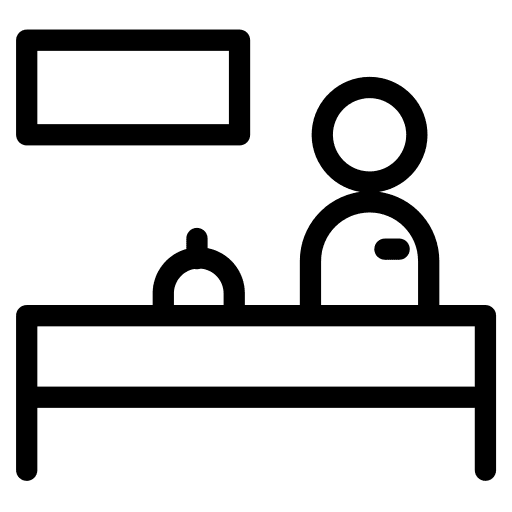 Front desk desk reception hostel icon