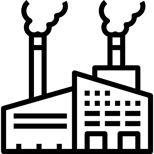 Factory contamination buildings landscape icon Factory contamination buildings landscape icon