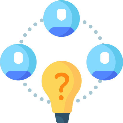 Idea bulb team working icon Idea bulb team working icon