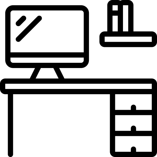 Desk furniture office chair icon