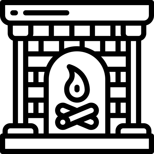 Fireplace chimney winter living room icon