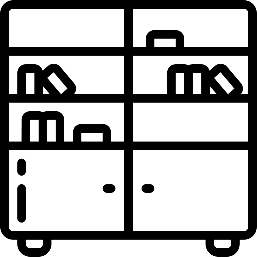 Bookshelf furniture and household cabinet bookcase icon