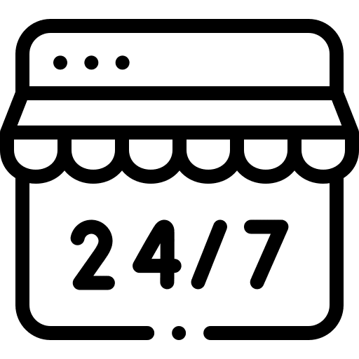 24 hours online shopping browser commerce and shopping icon