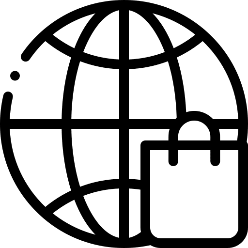 Globe commerce and shopping globe online shopping icon