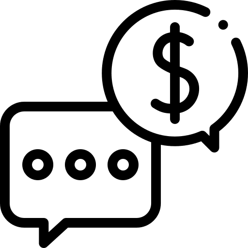 Money chat box conversation communications icon