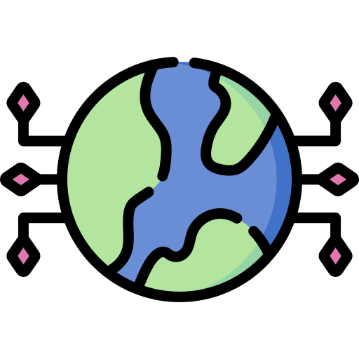 Global network planet worlwide earth icon