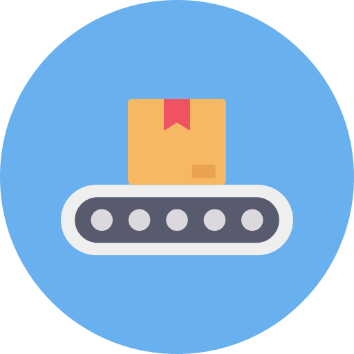 Conveyor belt industry shipping and delivery logistics icon