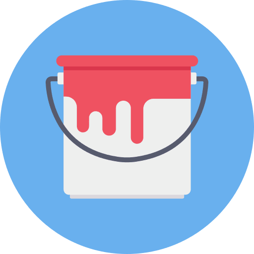 Bucket construction and tools paint varnish icon