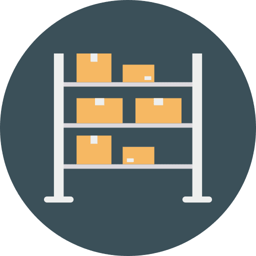 Shelf parcel shipping and delivery package icon