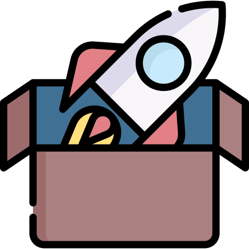 Product release business and finance rocket launch new product icon