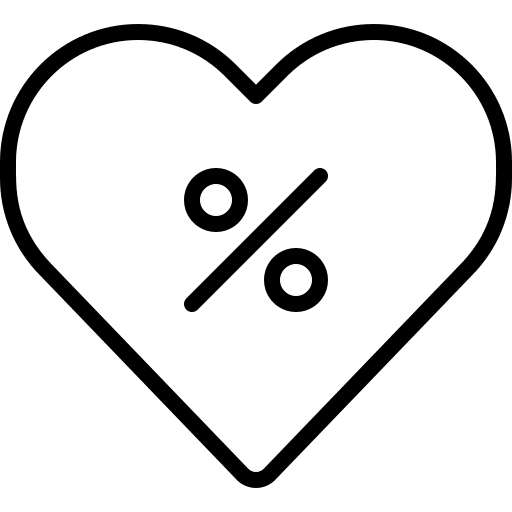 Heart percentage commerce and shopping discount icon Heart percentage commerce and shopping discount icon