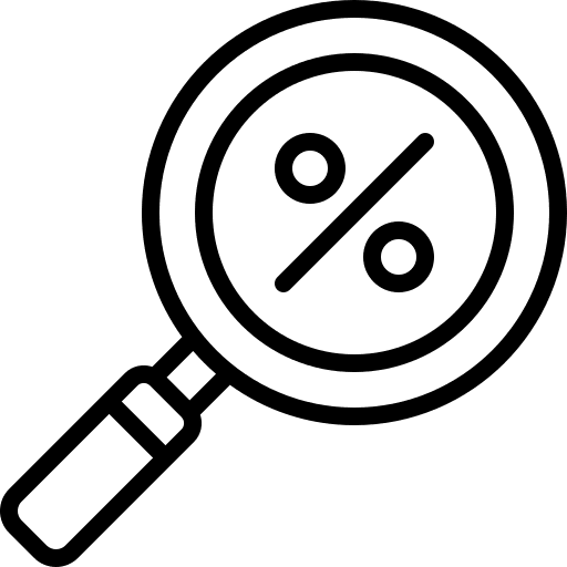 Magnifying glass search percentage sale icon Magnifying glass search percentage sale icon