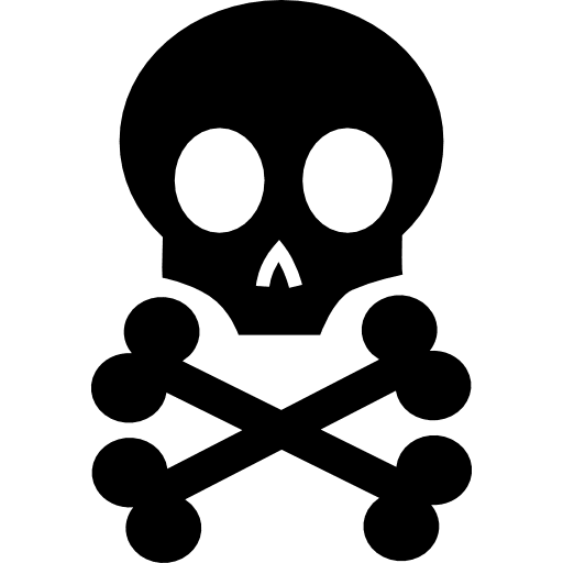 Death skull and bones science icons shapes game over icon