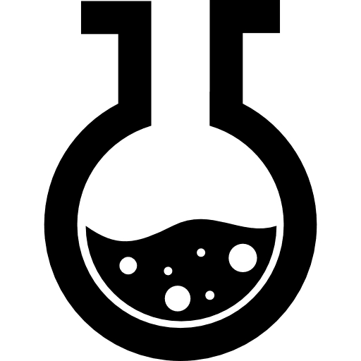 Chemistry bottle with liquid bottle science container icon