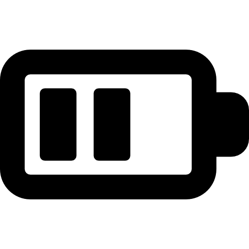 Battery with two bars charging charging status half battery icon