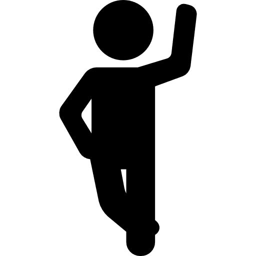 Man greeting with right hand welcome salute stick man icon