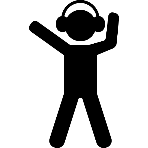 Man listening to music musical earphones headphones icon