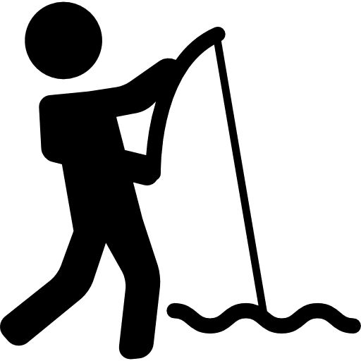 Man standing up and fishing sports fishes fisher icon