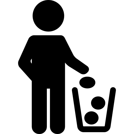 Man and recycling bin recycle bin garbage trash bin icon