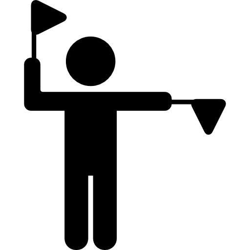 Man directing with flags directional flag sings icon