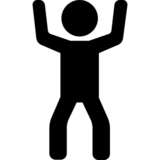 Man raising two arms exercises sports gym icon