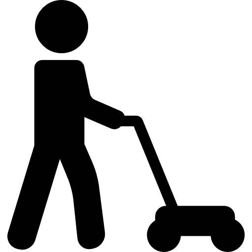 Man cuttin grass gardener gardening garden icon