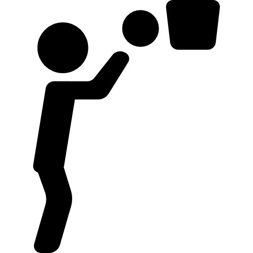 Basketball player ball and basket sports ball sports game icon