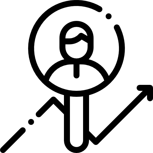 Human resources loupe worker magnifying glass icon Human resources loupe worker magnifying glass icon