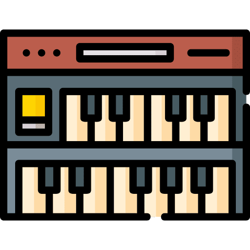 Organ music and multimedia electronic keyboard icon Organ music and multimedia electronic keyboard icon