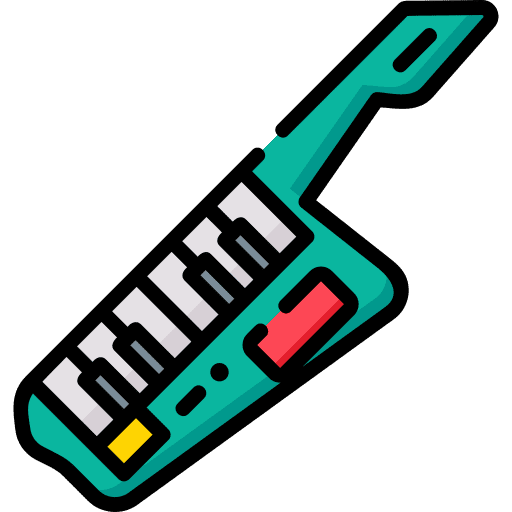 Keytar music and multimedia synthesizer music icon Keytar music and multimedia synthesizer music icon
