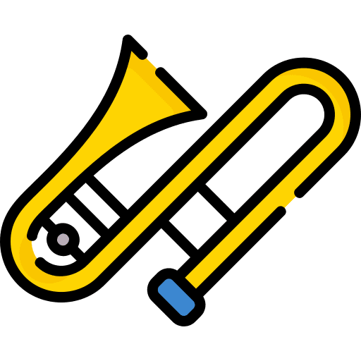 Trombone music and multimedia orchestra wind instrument icon Trombone music and multimedia orchestra wind instrument icon