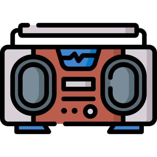Music player radio music and multimedia retro icon Music player radio music and multimedia retro icon