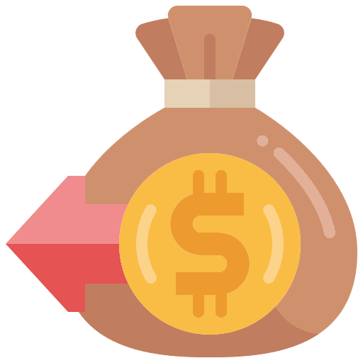 Expense business and finance bank down arrow icon Expense business and finance bank down arrow icon