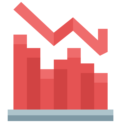 Recession business and finance fall diagram icon Recession business and finance fall diagram icon