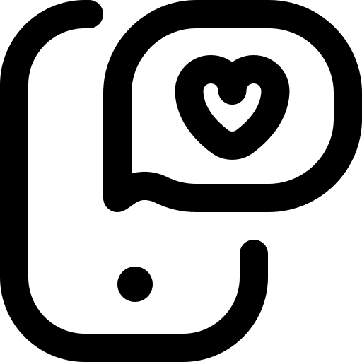 Smartphone app phone love message icon Smartphone app phone love message icon