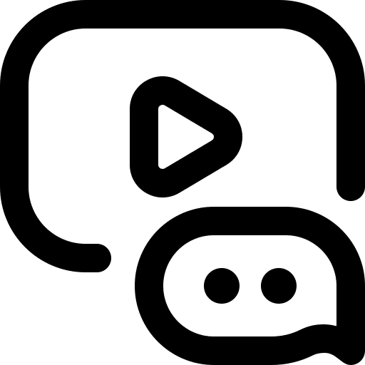 Video player influencer chat speech bubble icon Video player influencer chat speech bubble icon