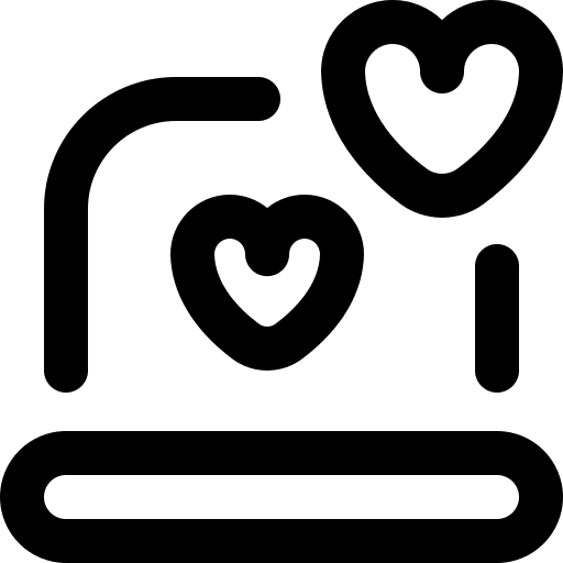 Laptop heart notification message icon Laptop heart notification message icon